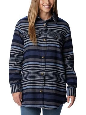 Columbia Women's Calico Basin Shirt Jacket, Dark Nocturnal Stripe